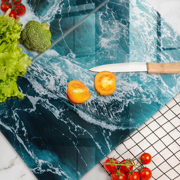 Skärbräda glas Skummande vattenvågor