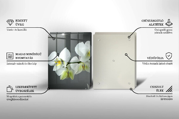 Skärbräda glas Blommor vit orkidé