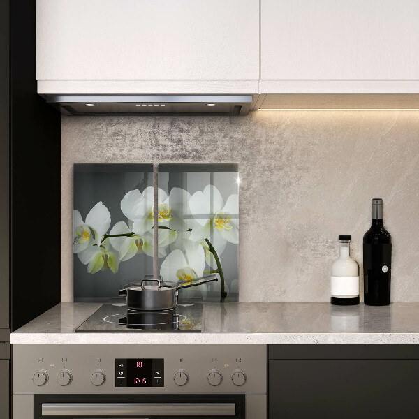 Skärbräda glas Blommor vit orkidé