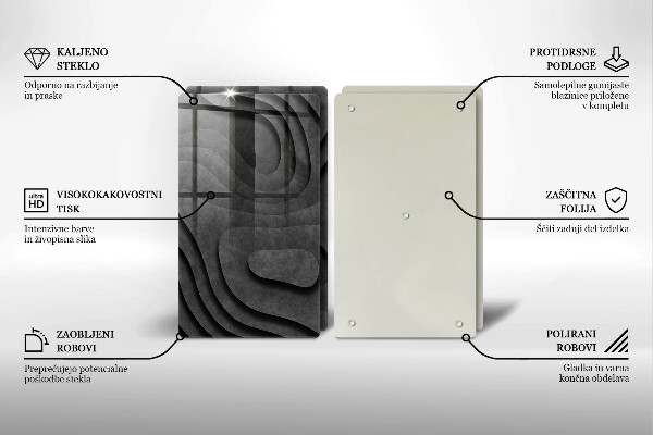 Skärbräda glas 3D stenformer