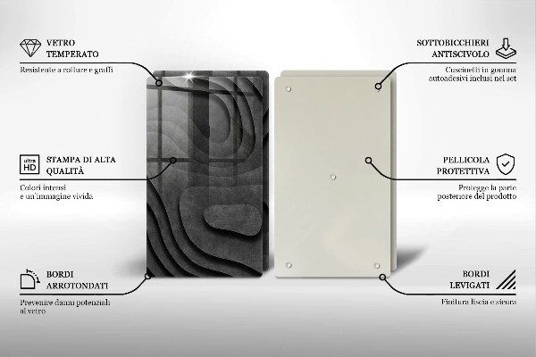 Skärbräda glas 3D stenformer