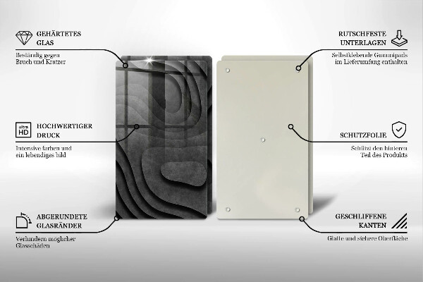 Skärbräda glas 3D stenformer