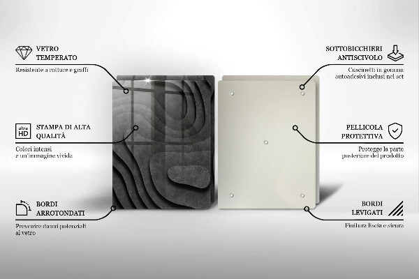 Skärbräda glas 3D stenformer