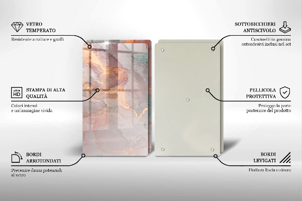 Skärbräda glas Marmor med guld