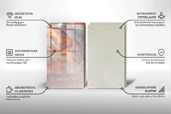 Skärbräda glas Marmor med guld