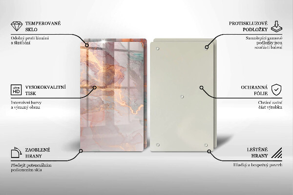 Skärbräda glas Marmor med guld