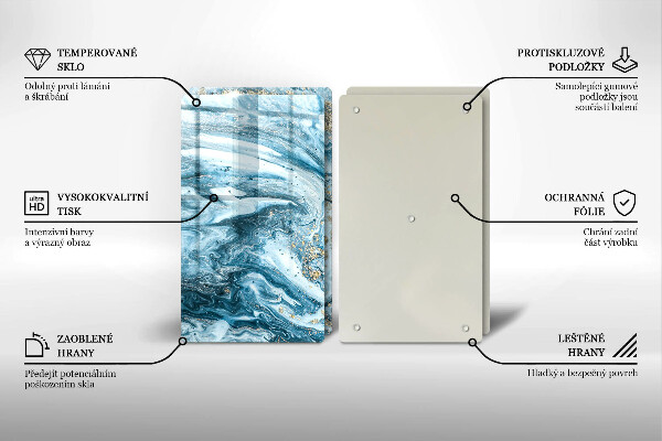 Skärbräda glas Struktur med guld