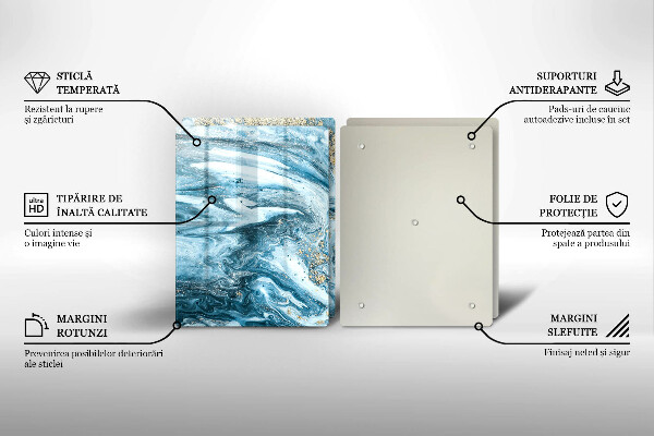 Skärbräda glas Struktur med guld