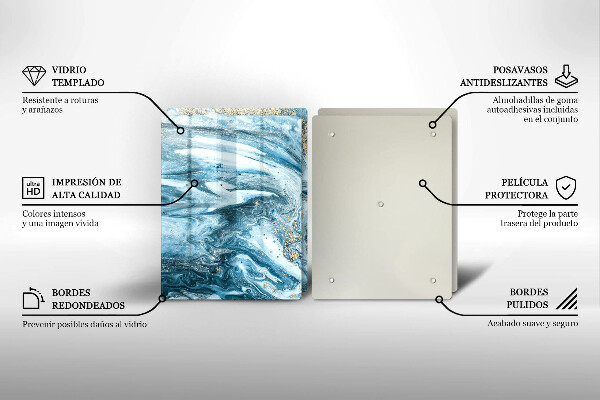 Skärbräda glas Struktur med guld