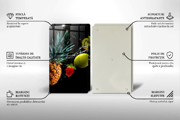 Skärbräda glas Frukt i vatten
