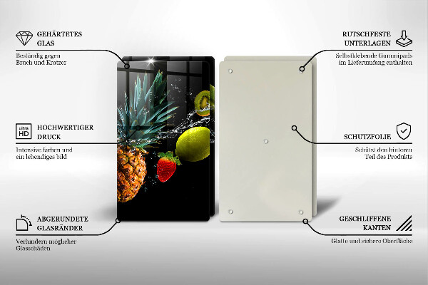 Skärbräda glas Frukt i vatten