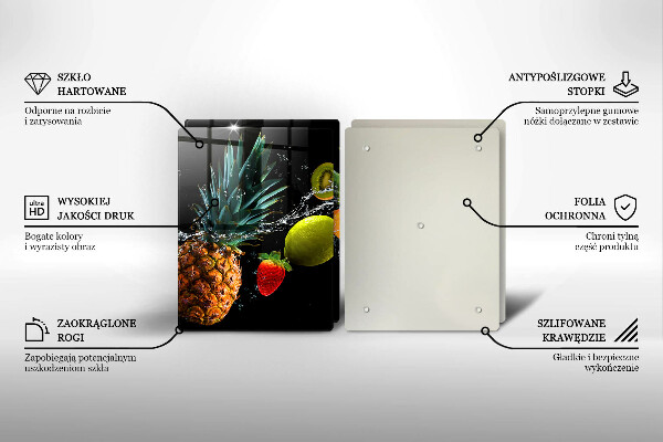 Skärbräda glas Frukt i vatten