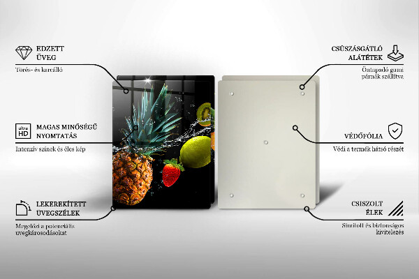 Skärbräda glas Frukt i vatten