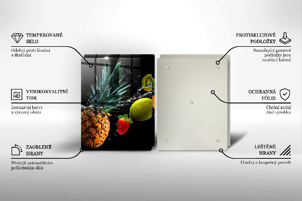 Skärbräda glas Frukt i vatten