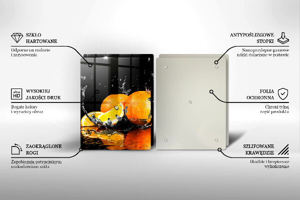Skärbräda glas Saftig orange frukt