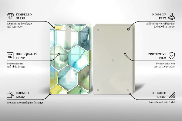 Skärbräda glas Akvarell hexagoner