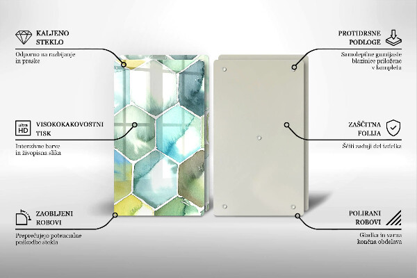 Skärbräda glas Akvarell hexagoner