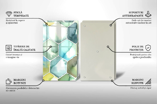 Skärbräda glas Akvarell hexagoner