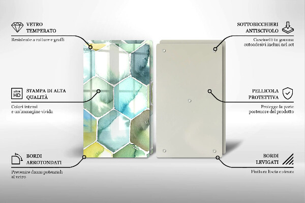 Skärbräda glas Akvarell hexagoner
