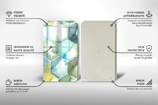 Skärbräda glas Akvarell hexagoner