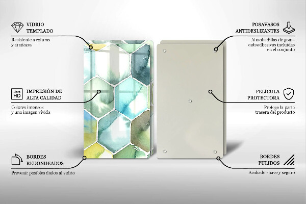 Skärbräda glas Akvarell hexagoner