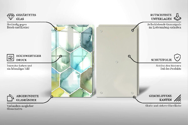 Skärbräda glas Akvarell hexagoner
