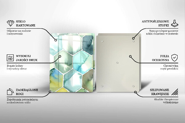 Skärbräda glas Akvarell hexagoner
