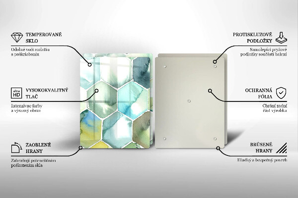 Skärbräda glas Akvarell hexagoner