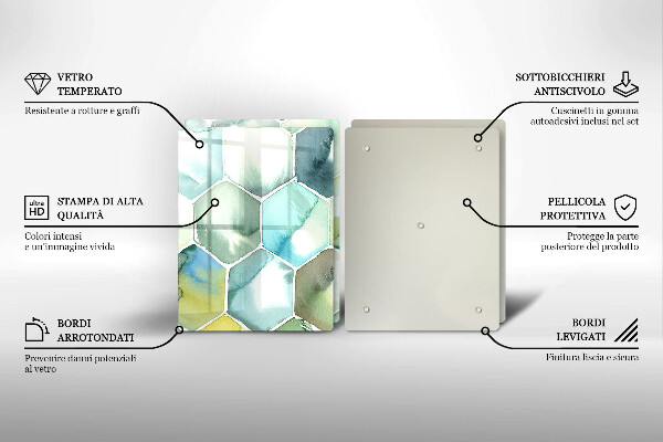 Skärbräda glas Akvarell hexagoner