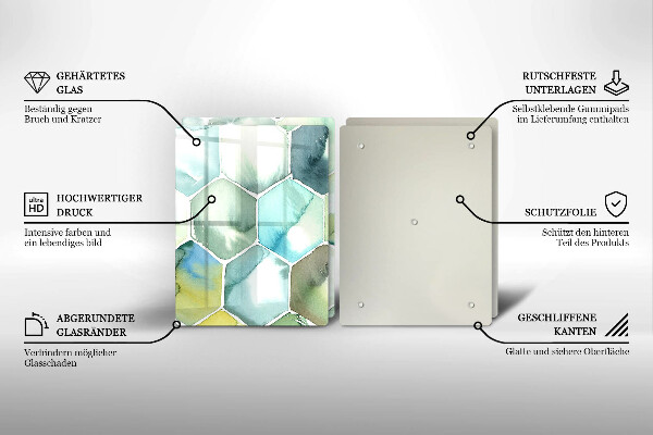 Skärbräda glas Akvarell hexagoner