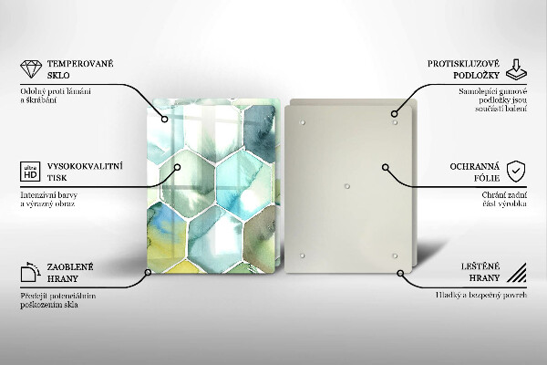 Skärbräda glas Akvarell hexagoner