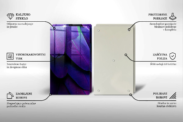 Skärbräda glas Neon fjädrar