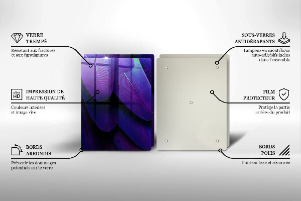 Skärbräda glas Neon fjädrar