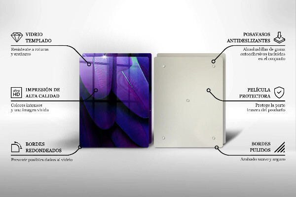 Skärbräda glas Neon fjädrar