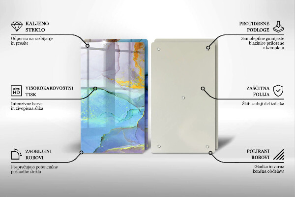 Skärbräda glas Sprucket stenguld