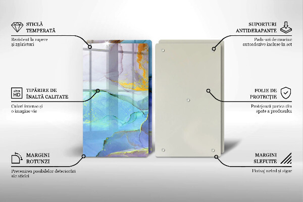 Skärbräda glas Sprucket stenguld