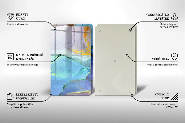 Skärbräda glas Sprucket stenguld