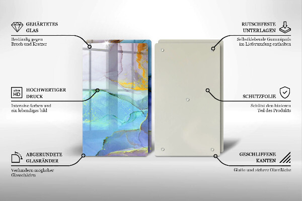 Skärbräda glas Sprucket stenguld