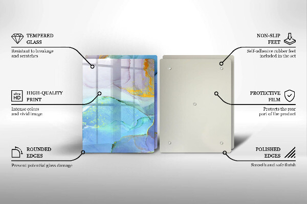 Skärbräda glas Sprucket stenguld