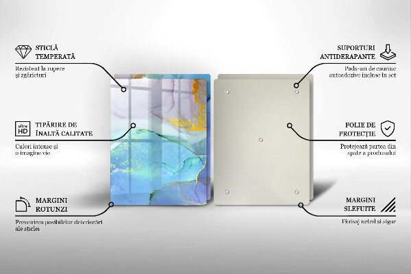 Skärbräda glas Sprucket stenguld