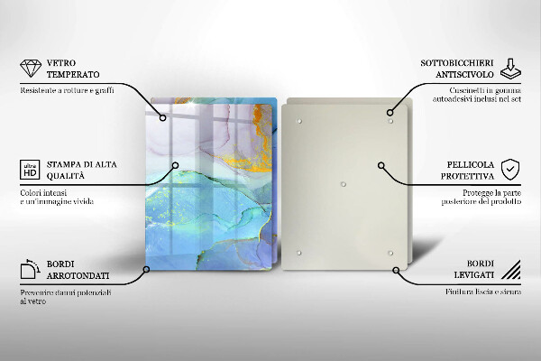 Skärbräda glas Sprucket stenguld