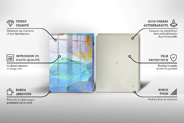 Skärbräda glas Sprucket stenguld