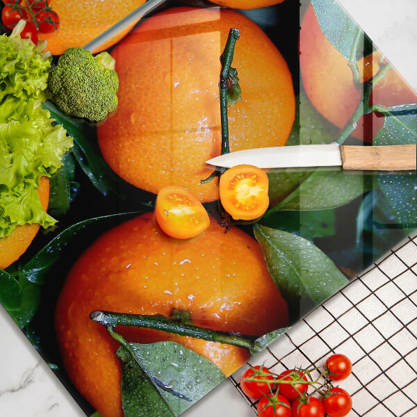 Skärbräda glas Frukt apelsiner