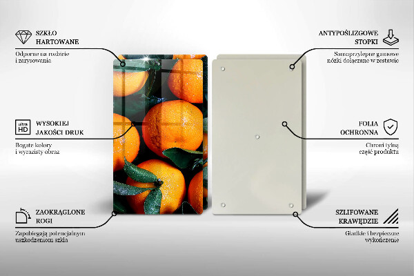 Skärbräda glas Frukt apelsiner