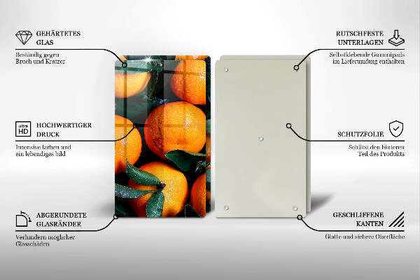 Skärbräda glas Frukt apelsiner