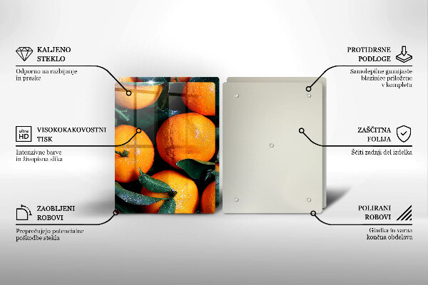 Skärbräda glas Frukt apelsiner