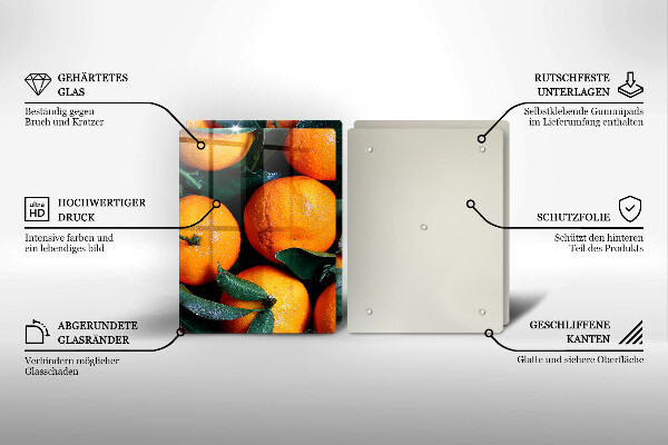 Skärbräda glas Frukt apelsiner