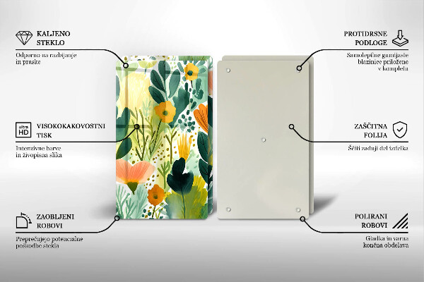 Skärbräda glas Målade blommor