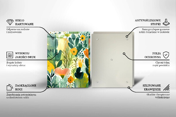 Skärbräda glas Målade blommor