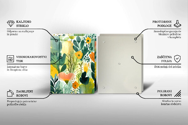 Skärbräda glas Målade blommor